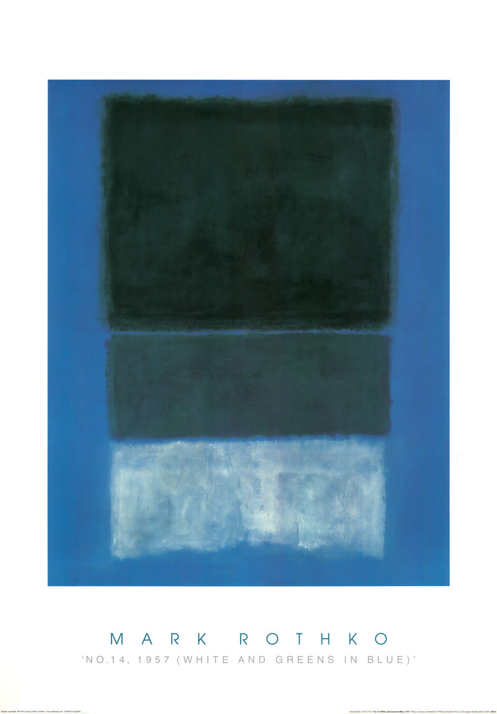 No. 14 (White and Greens in Blue), 1957 by Mark Rothko - 28 X 40 Inches (Art Print)