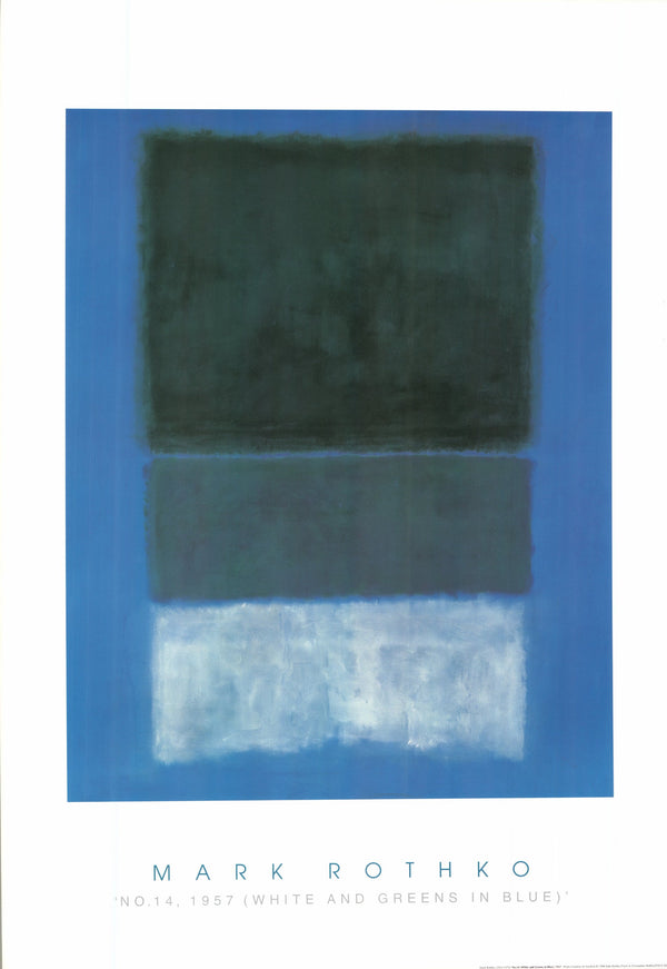 No. 14 (White and Greens in Blue), 1957 by Mark Rothko - 28 X 40 Inches (Art Print)