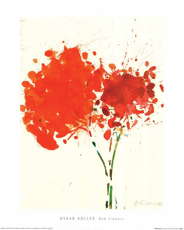 Red Flowers by Oskar Koller - 16 X 20 Inches (Art Print)