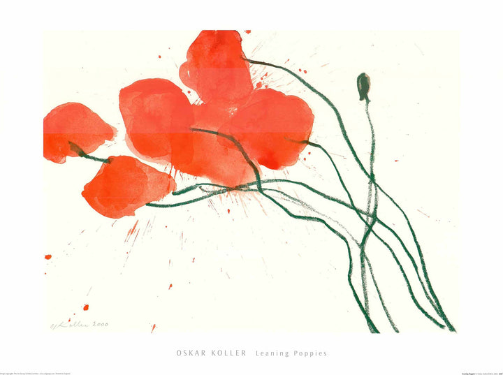 Leaning Poppies by Oskar Koller - 24 X 32 Inches (Art Print)