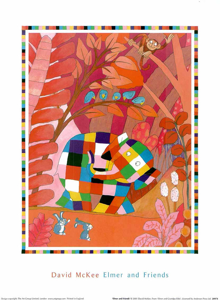 Elmer and Friends by David McKee - 12 X 16 Inches (Art Print)