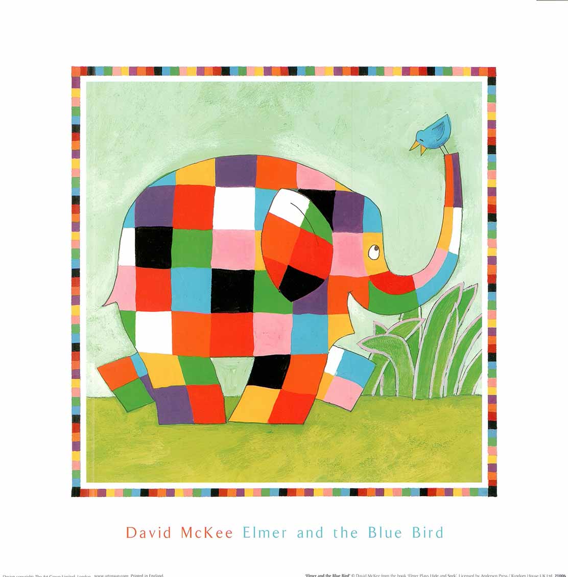 Elmer And The Blue Bird By David McKee 16 X 16 Inches Art Print elmer-and-the-blue-bird-by-david-mckee-16-x-16-inches-art-print