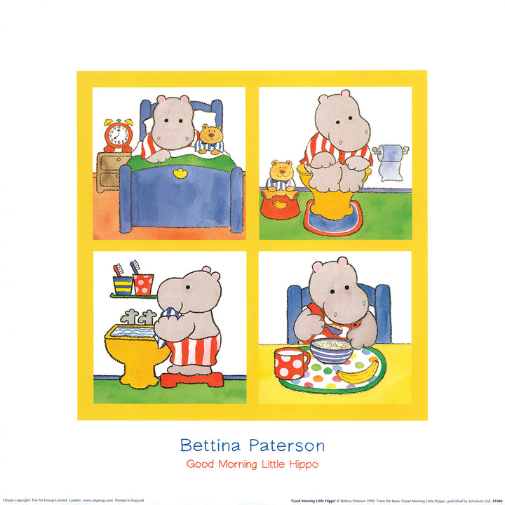 Good Morning Little Hippo by Bettina Paterson - 16 X 16 Inches (Art Print)