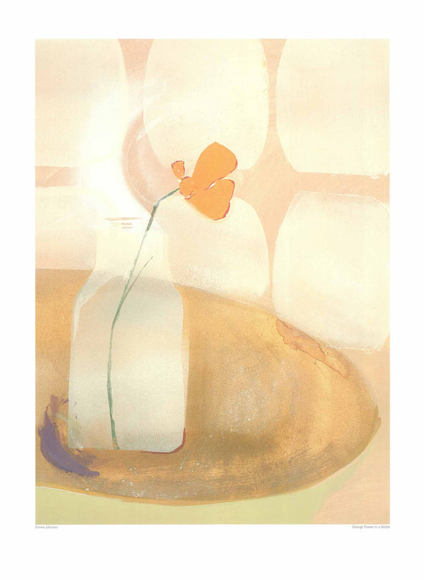 Orange Flower in a Bottle by Emma Johnson - 24 X 32 Inches (Art Print)