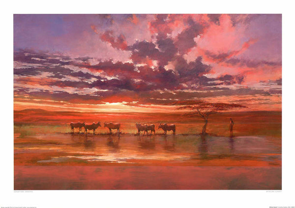 African Sunset by Jonathan Sanders - 20 X 28 Inches (Art Print)