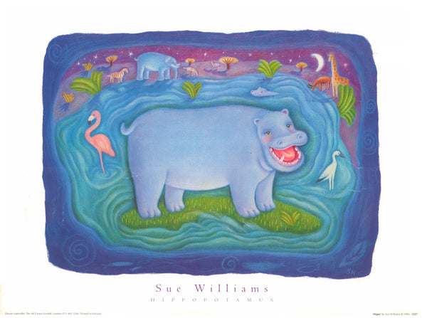 Hippo by Sue Williams - 12 X 16 Inches (Art Print)