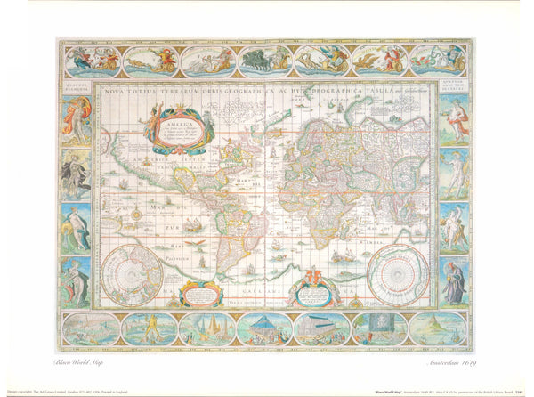Blaeu World Map - 15 X 12  Inches (Art Print)