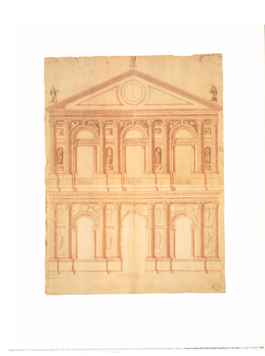 Scuola Grande della Misericordia-Progetto per la facciata by Andrea Palladio - 12 X 16 Inches (Art Print).