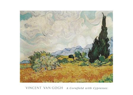 A Cornfield with Cypresses by Vincent Van Gogh - 20 X 28 Inches (Art Print)