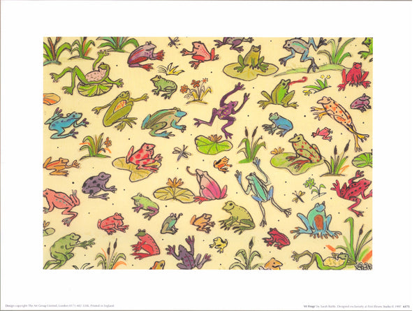 41 Frogs by Sarah Battle - 12 X 16 Inches (Art Print).