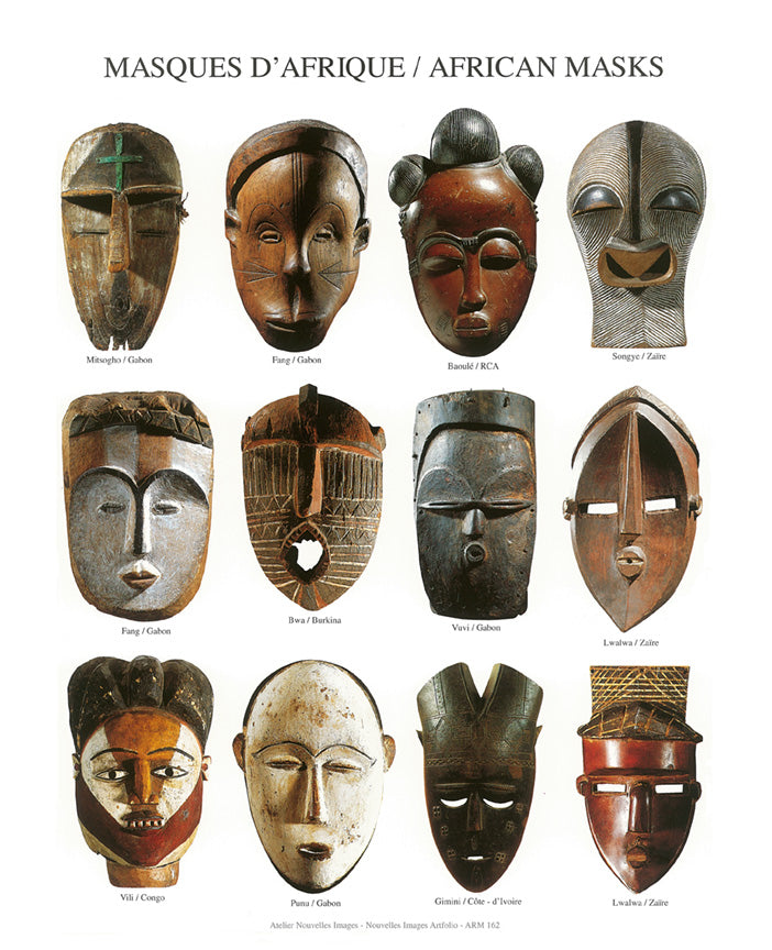 African Masks by Atelier Nouvelles Images - 9 X 11 Inches (Art Print)