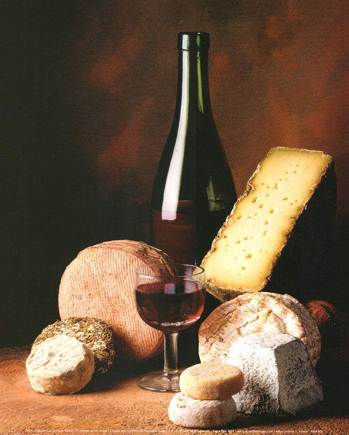 Cheese and red Wine by Pierre Cabannes - 10 X 12 Inches (Art Print)