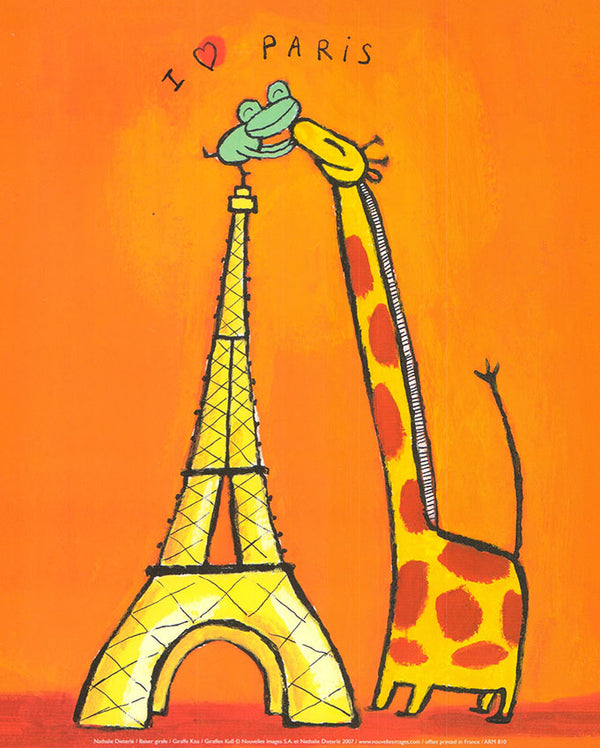 Giraffe Kiss by Nathalie Dieterlé - 10 X 12 Inches (Art Print)