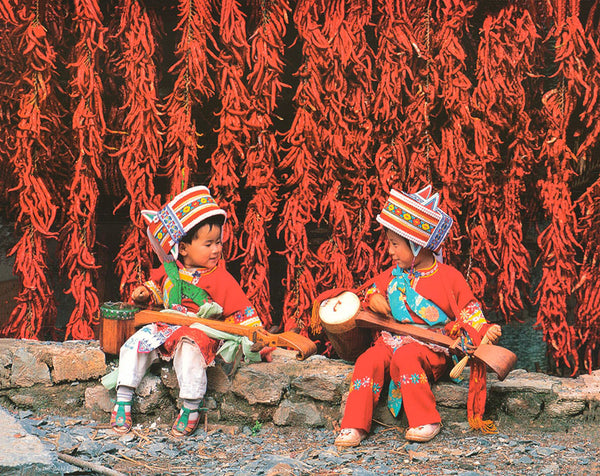 Yi children, Yunnan, China by Pu Zhonghua - 10 X 12 Inches (Art Print)
