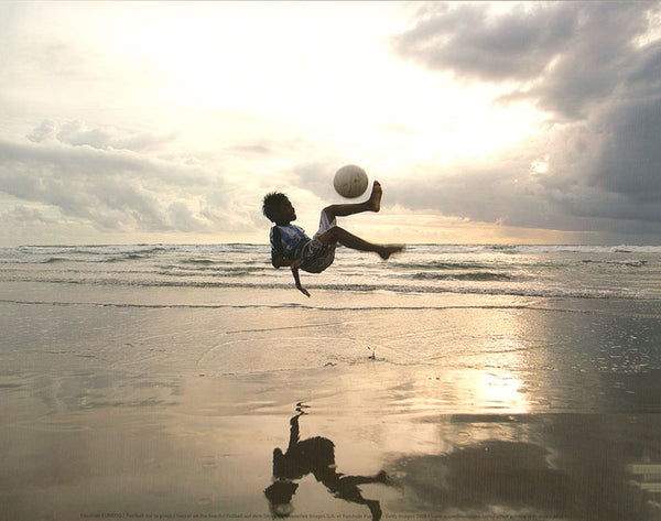 Soccer on the beach by Yasuhide Fumoto - 10 X 12 Inches (Art Print)