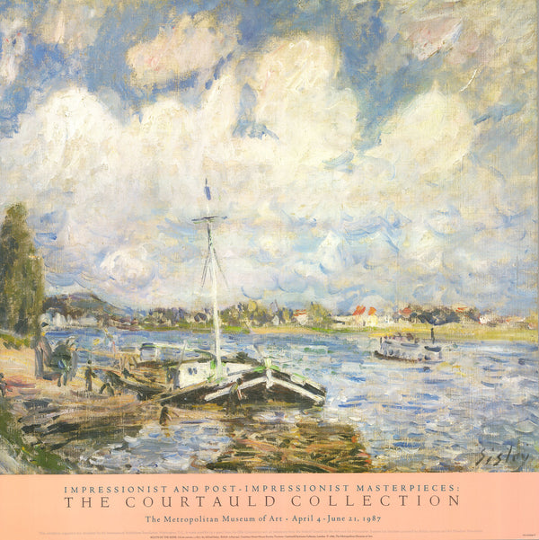 Boats of the Seine, 1877 by Alfred Sisley - 30 X 30 Inches (Offset Lithograph)