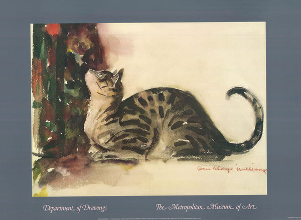 A Watchful Cat by John Alonzo Williams - 24 X 32 Inches (Offset Lithograph)