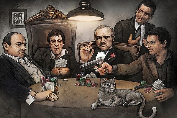 Gangsters Playing Poker by Big Chris Art - 24 X 36 Inches (Art Print)