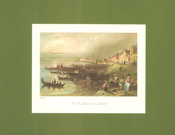 The St. Lawrence at Montreal by W. H. Bartlett - 9 X 11 Inches (Art Print Hand Colored)