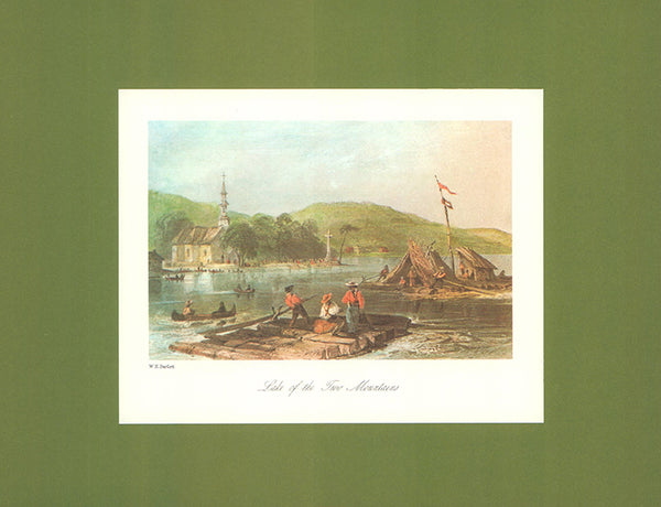 Lake of the Two Mountain by W. H. Bartlett - 9 X 11 Inches (Art Print Hand Colored)