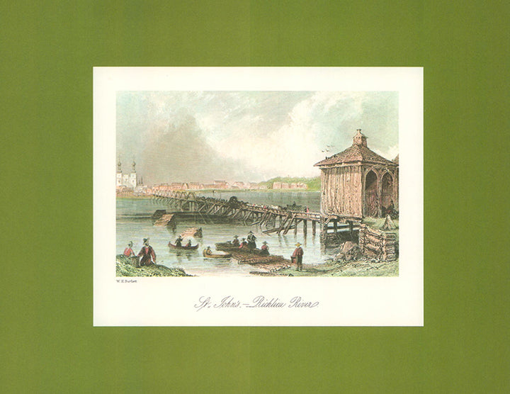 St. John Richelieu River by W. H. Bartlett - 9 X 11 Inches (Art Print Hand Colored)