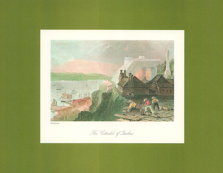 The Citadel of Quebec by W. H. Bartlett - 9 X 11 Inches (Art Print Hand Colored)