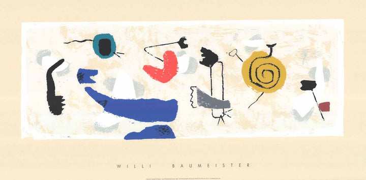 Frieze with Yellow Spiral, 1952 by Willi Baumeister - 20 X 40 Inches (Silkscreen / Sérigraphie)