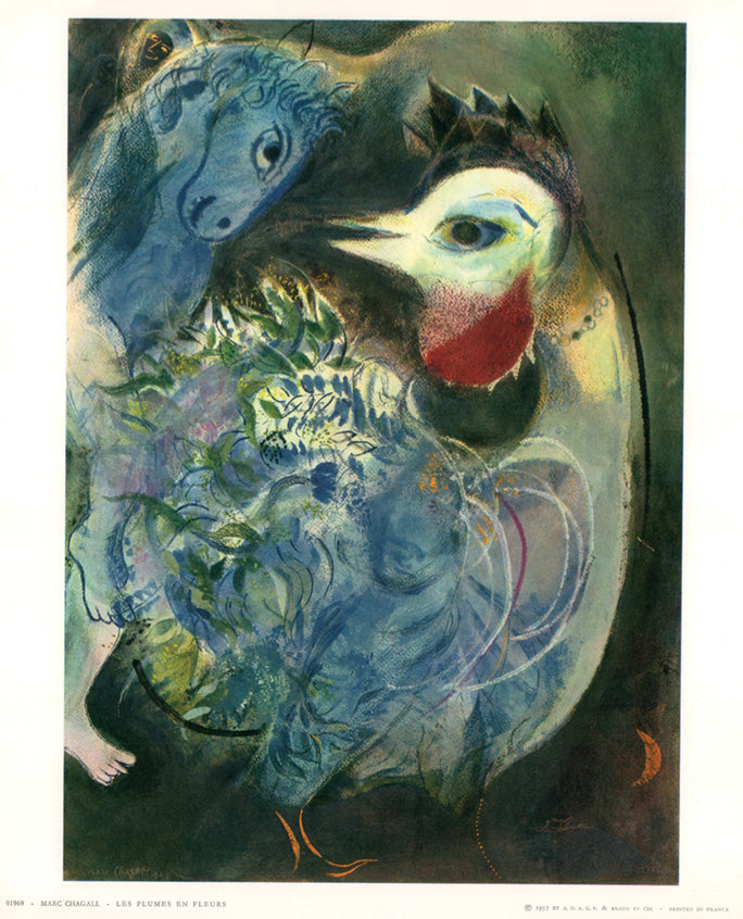 Flowering Feathers by Marc Chagall - 10 X 12 Inches (Art Print)