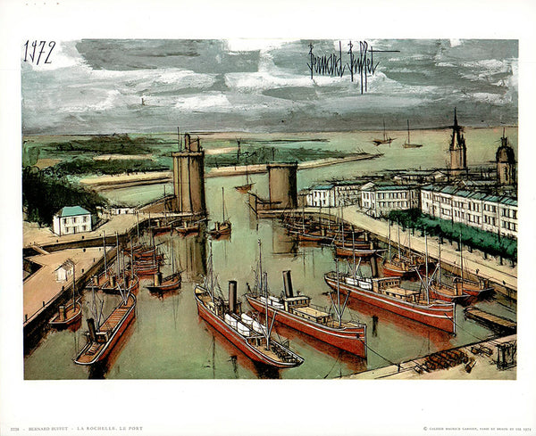 La Rochelle, Le Port, 1972 par Bernard Buffet -10 X 12