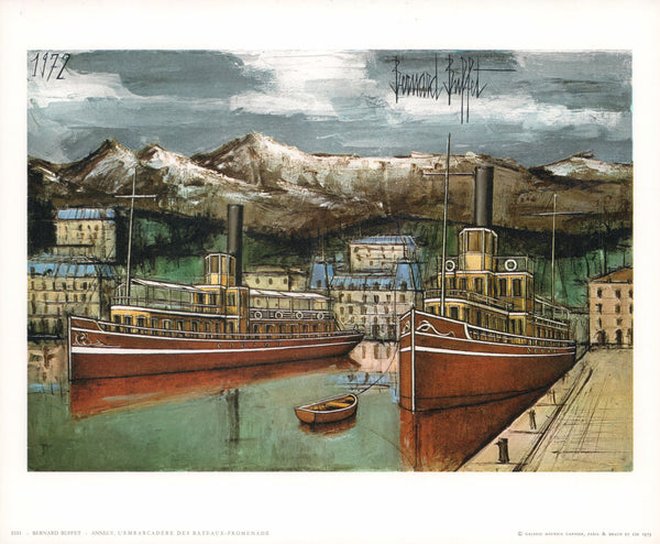 Annecy the Landing Stage by Bernard Buffet- 10 X 12 Inches (Art Print)