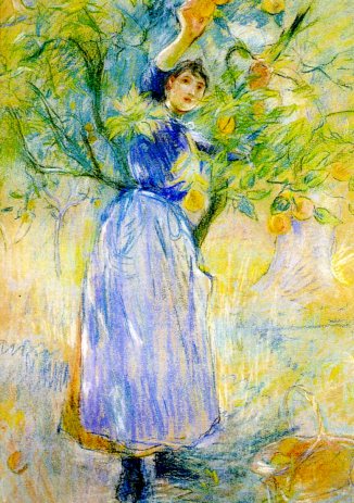 Orange Picking at Cimiez, 1889 by Berthe Morisot - 5 X 7 Inches (Greeting Card)