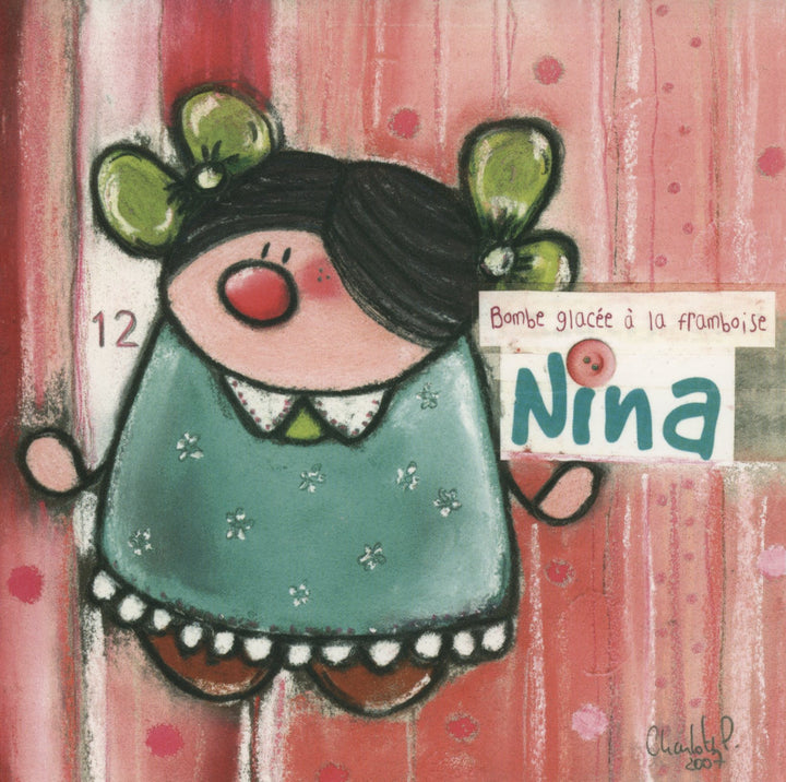 Nina la Framboise by Charlotte P. - 6 X 6 Inches (10 Postcards)