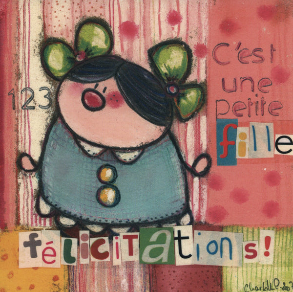C'est une Petite Fille ! by Charlotte P. - 6 X 6 Inches (10 Postcards)