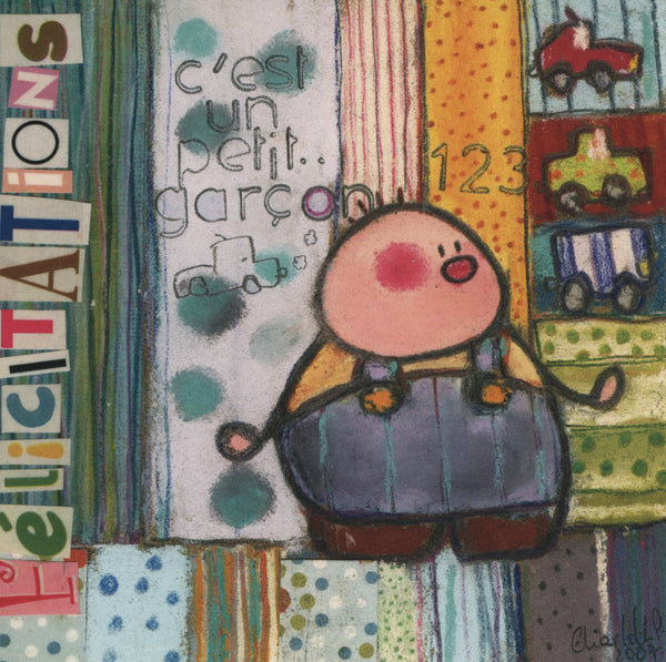 C'est un Petit Garçon ! by Charlotte P. - 6 X 6 Inches (10 Postcards)