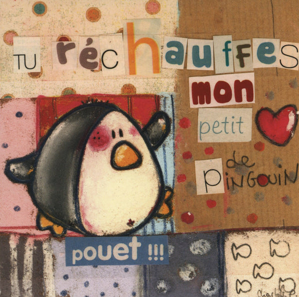 Cœur de Pingouin by Charlotte P. - 6 X 6 Inches (10 Postcards)