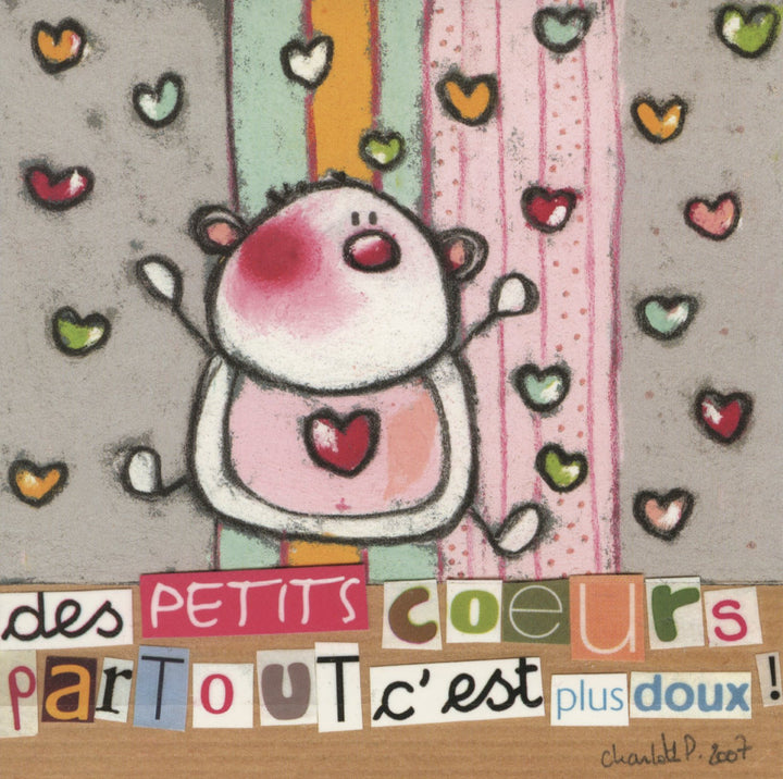 Des Petits Cœurs Partout by Charlotte P. - 6 X 6 Inches (10 Postcards)