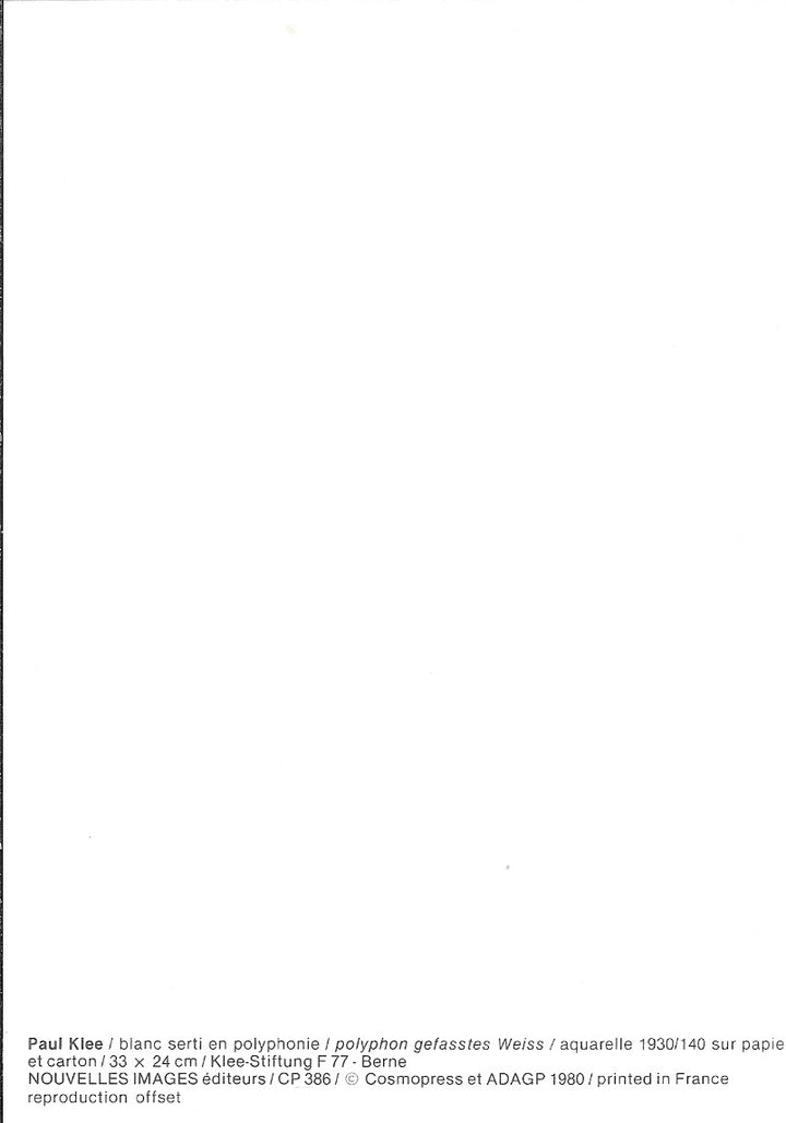 Blanc Serti en Polyphonie by Paul Klee - 4 X 6 Inches (10 Postcards)