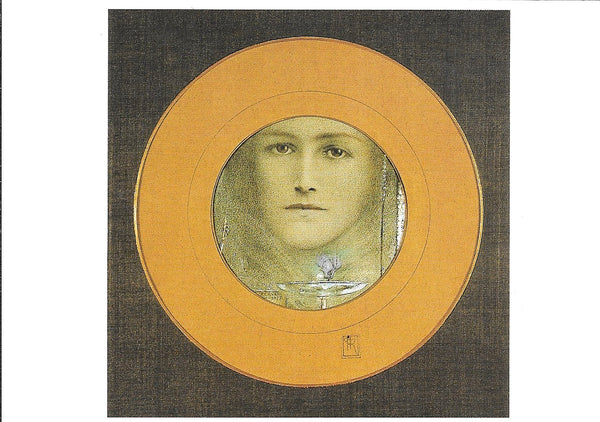 Brown Eyes and a Blue Flower, 1905 by Khnopff - 4 X 6 Inches (10 Postcards)