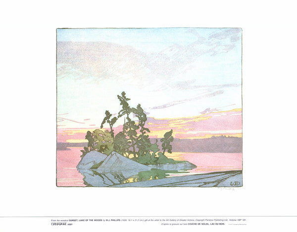 Sunset, Lake of the Woods by W. J. Phillips - 19 X 24 Inches (Art Print)