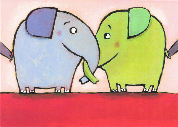 Câlin d'Éléphants by Nathalie Dieterlé - 8 X 6 Inches (10 Postcards)