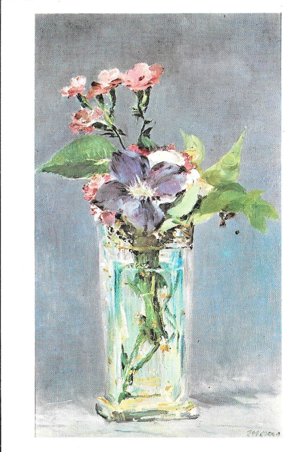 Carnations and Clematis in a Crystal Vase by Edouard Manet - 4 X 6 Inches (10 Postcards)