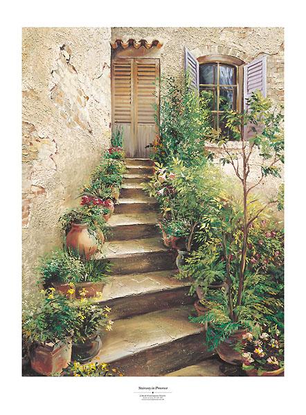 Stairway in Provence by Roger Duvall - 28 X 38 Inches (Art Print)