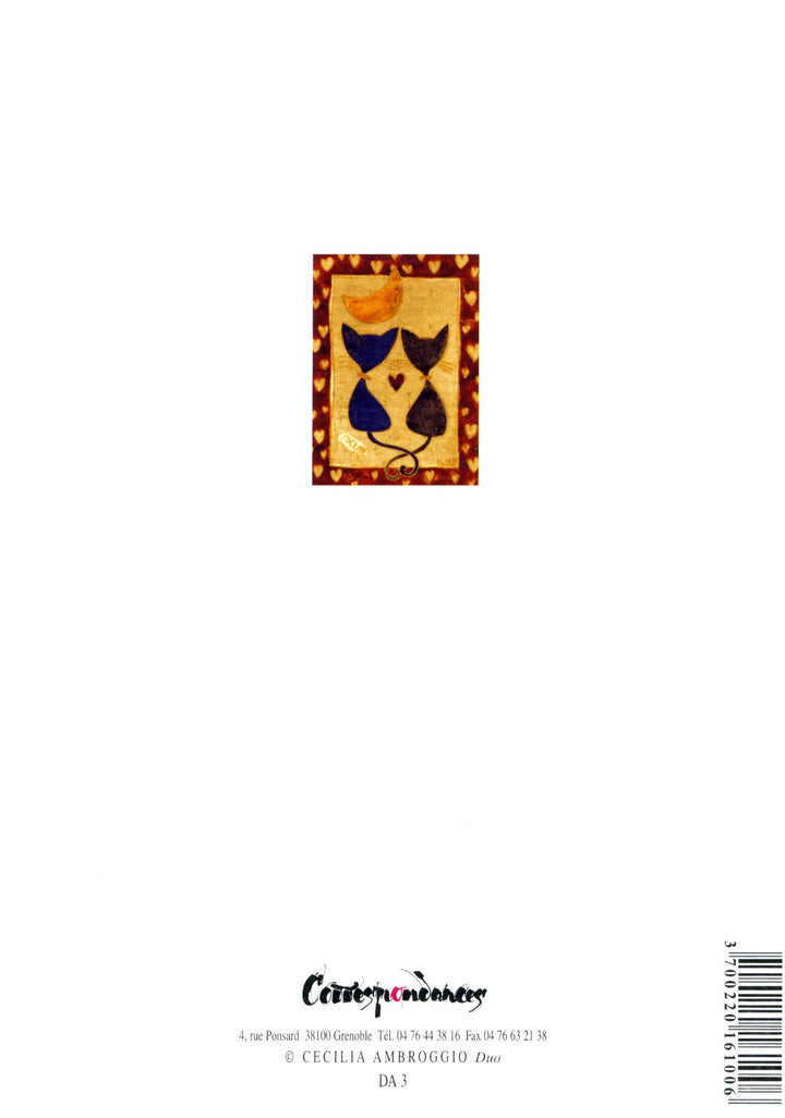 Product packaging with a design of two cats on a white background