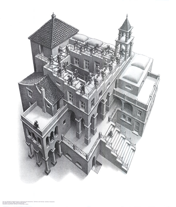 Ascending and Descending by M. C. Escher - 22 X 26 Inches (Art Print)