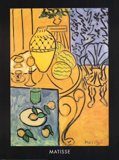 Interior in Yellow and Blue by Henri Matisse - 24 X 32 Inches (Art Print)