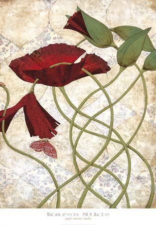 Red Flowers by Karen Sikie - 18 X 26 Inches (Art Print)