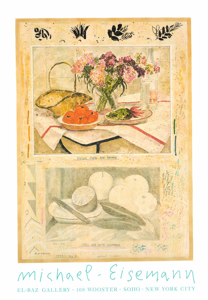 Still Life with Cucmbers by Michael Eisemann - 27 X 39 Inches (Offset Lithography Signed)