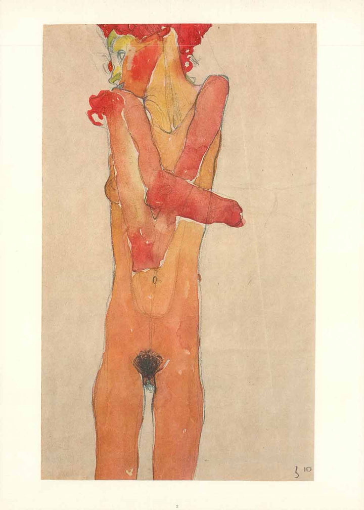 Nude Female with Folded Arms by Egon Schiele - 14 X 20 Inches (Art Print)