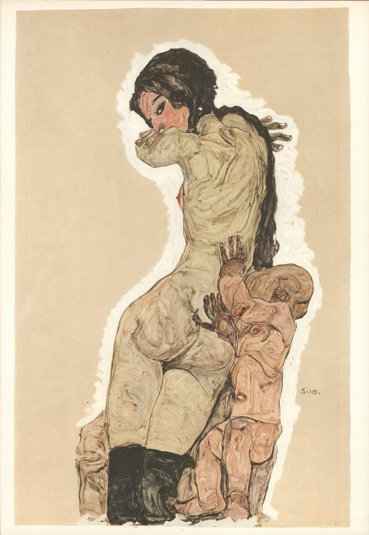 Mother and Child, 1910 by Egon Schiele - 14 X 20 Inches (Art Print)