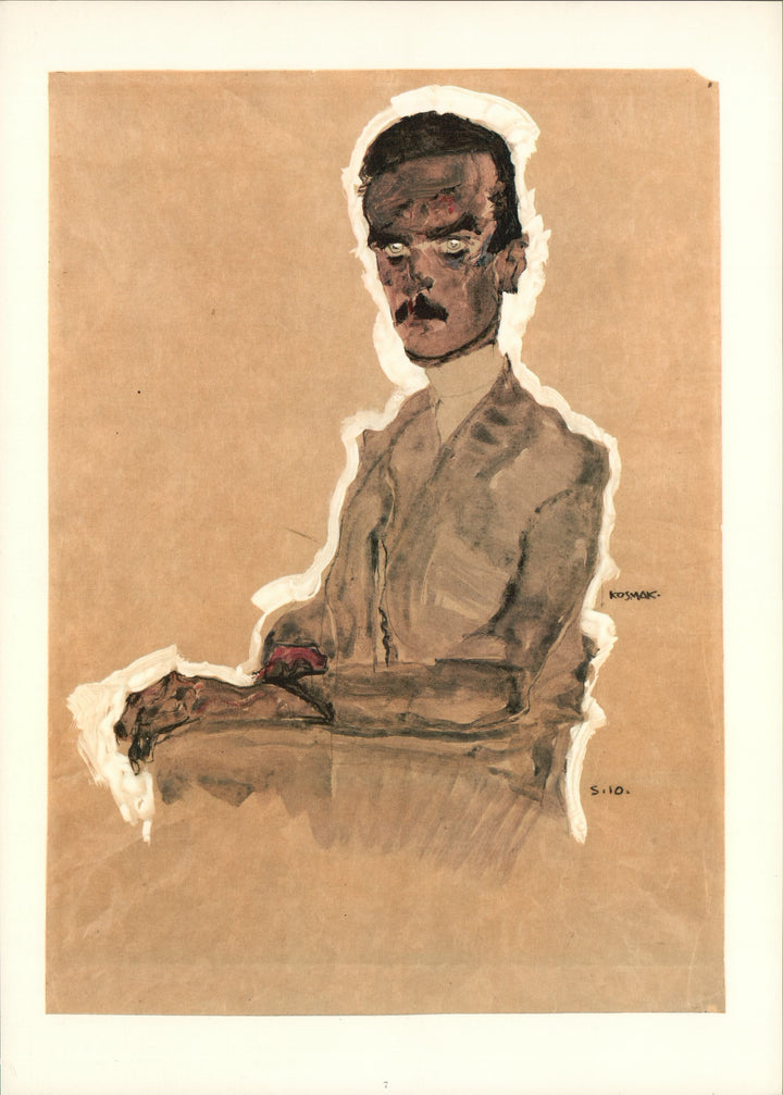 Portrait of Eduard Kosmack, Seated, 1910 by Egon Schiele - 14 X 20 Inches (Offset Lithograph)